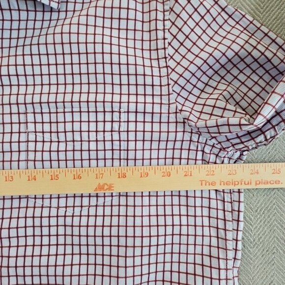 Tasso Elba Shirt Men's 16-16 1/2 33/34 Blue Purple Windowpane Long Sleeve EUC - Picture 8 of 13